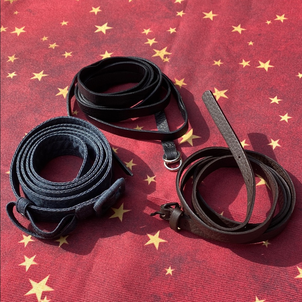 Black And Brown Leather Belts With Metal Buckles